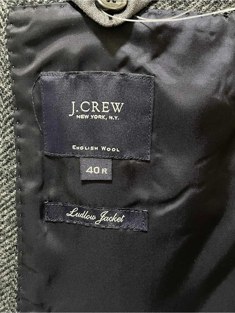 J Crew Charcoal Black Herringbone English Wool Ludlow Jacket Yorkshire Tweed 40R